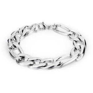 15mm Combination of Small and Large Links Stainless Steel Chain Bracelet with Lobster Clasp
