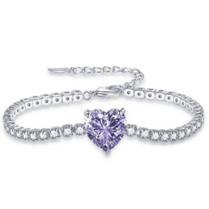 Exquisite Purple Heart Shape Crystal Zircon Bracelet