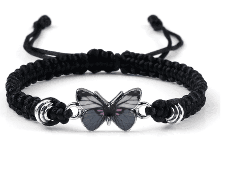 Sweet Shining Butterfly Bracelet in Black & Grey