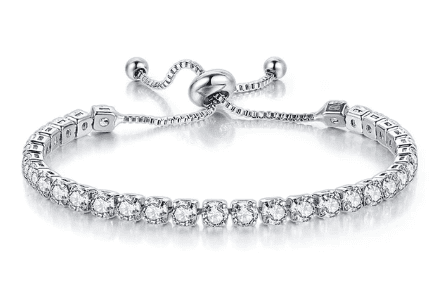 Silver Tennis Bracelet with Clear Crystals