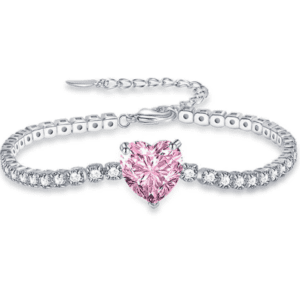 Exquisite Pink Heart Shape Crystal Zircon Bracelet