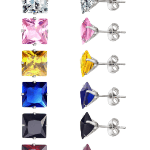 Stainless Steel Cubic Zirconia Stud Earrings