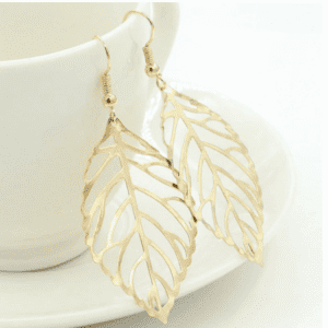 Gold Hollow Leaf Drop Earrings