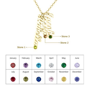 Gold Plated Sterling Silver 3 Name Necklace with Birthstones