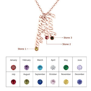 Rose Gold Plated Sterling Silver 3 Name Necklace with Birthstones