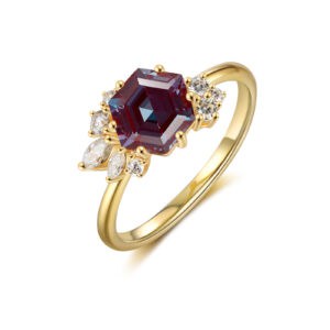 18kt Gold Plated Sterling Silver Natural Alexandrite Ring