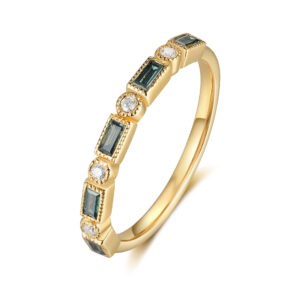 14K Solid Gold Natural Green Moissanite Ring