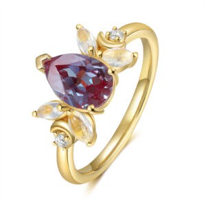 18K Solid Gold Natural Alexandrite Ring