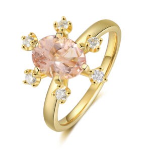 18K Solid Gold Natural Morganite Ring