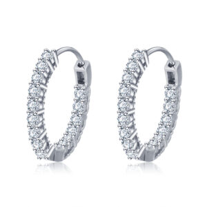 925 Sterling Silver Hoop Earrings with CZ Stones Earrings
