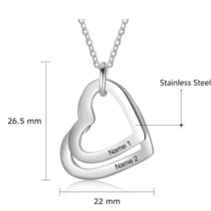 Personalised Family Necklace with 2 Names on Double Heart Necklace