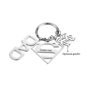 Super Dad Keyring with Personalised Kid Charms (Two)