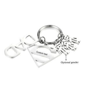 Super Dad Keyring with Personalised Kid Charms (Three)