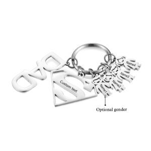 Super Dad Keyring with Personalised Kid Charms (Four)