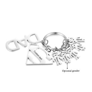Super Dad Keyring with Personalised Kid Charms (Five)