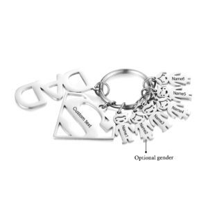 Super Dad Keyring with Personalised Kid Charms (Six)