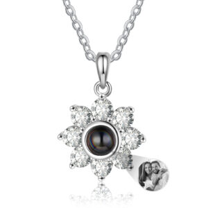 Custom Black & White Photo Snowflake Projection Necklace