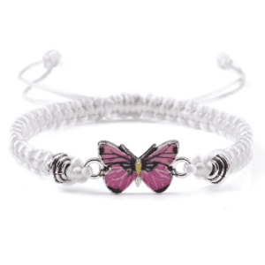 Beautiful Butterfly Bracelet in White with Pink Butterfly
