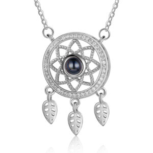 Silver 100 Languages I Love You Dream Catcher Projection Colour Photo Necklace