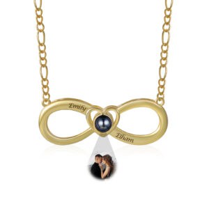 Personalised Gold Plated Infinity Photo Projection Necklace