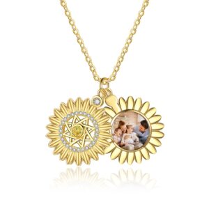 Personalised Dreamlike Floral Photo Necklace with Sunflower Pendant